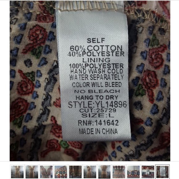 Ya Los Angeles Dress Full Zippered Down Front Ruched Back Cap Sleeve Batik - Picture 11 of 11